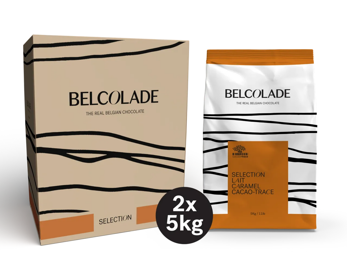 Belcolade Karamel chocolade Doos 2 x 5 kg Lait Caramel CAR/J 5 kg Cacao-Trace Belcolade Lait Caramel Cacao-Trace/Bestel eenvoudig online/Anisana