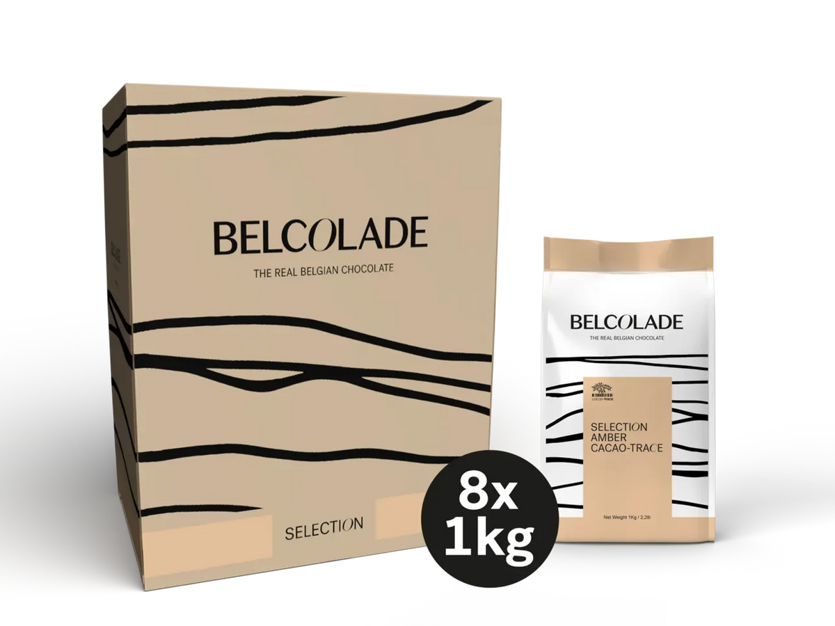 Belcolade Karamel chocolade Doos 8 x 1 kg Selection Amber Cacao-Trace 1 kg Belcolade Selection Amber Cacao-Trace /Bestel eenvoudig online/Anisana