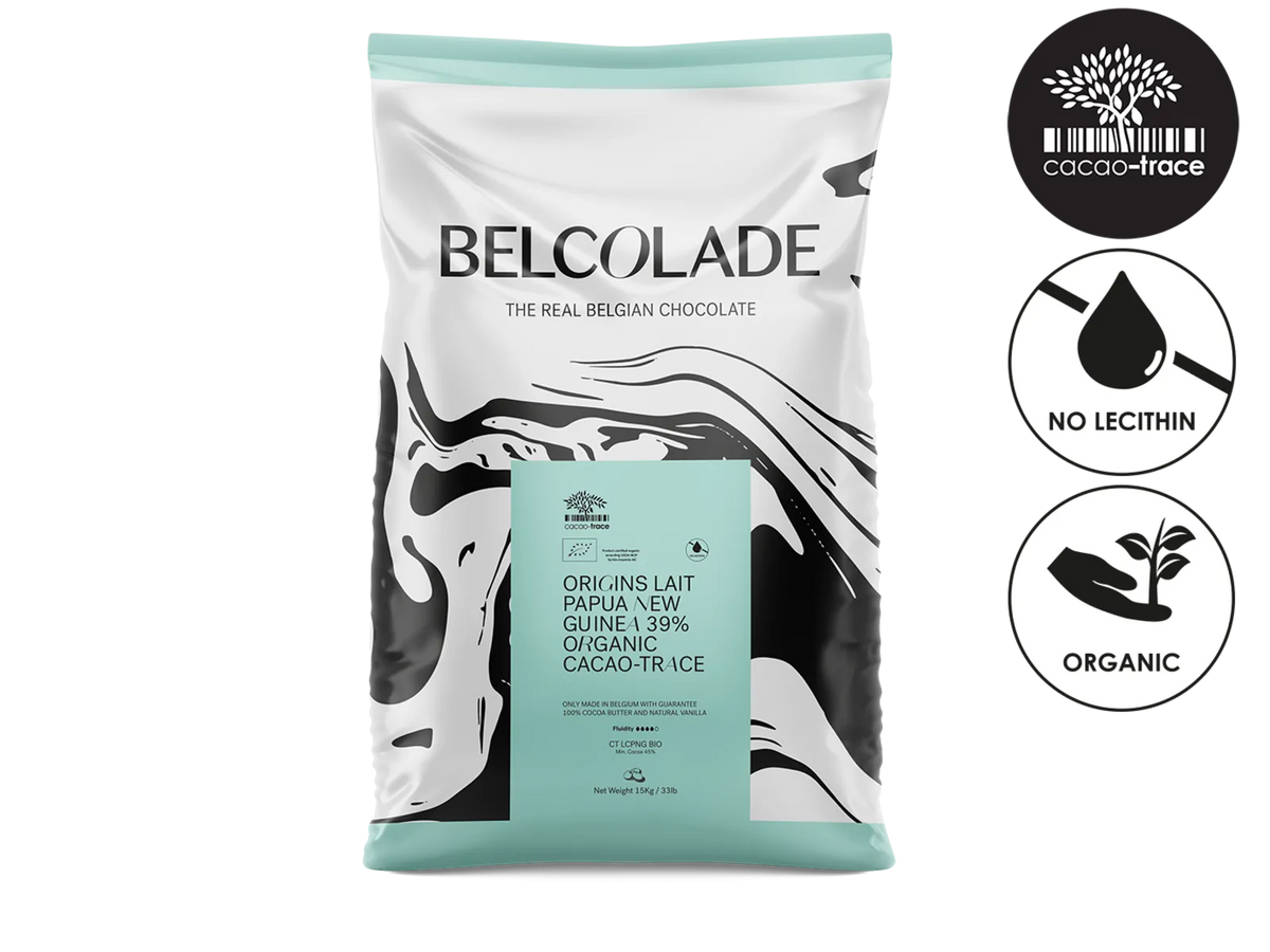 Belcolade Origins-chocolade Belcolade Origins Lait Papua New Guinea 39% BIO Cacao-Trace – 1 kg Belcolade Origins Lait Papua New Guinea 39% BIO Cacao-Trace – 1 kg